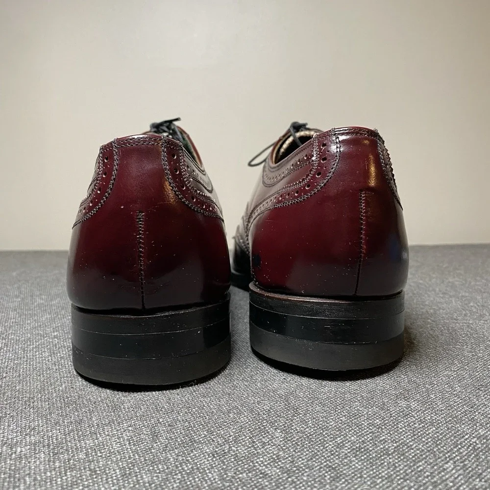 VTG Florsheim Imperial Shortwing Wingtip Oxford 11 EEE Burgundy Leather 93327